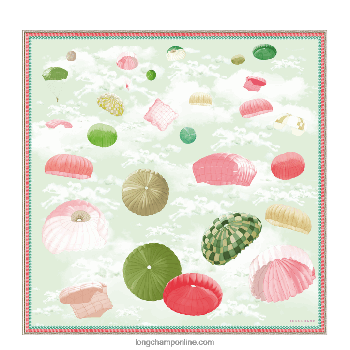 Grass/Green Light F8FL1055 Spring/Summer 2023 Collection Silk scarf 90 Women Longchamp