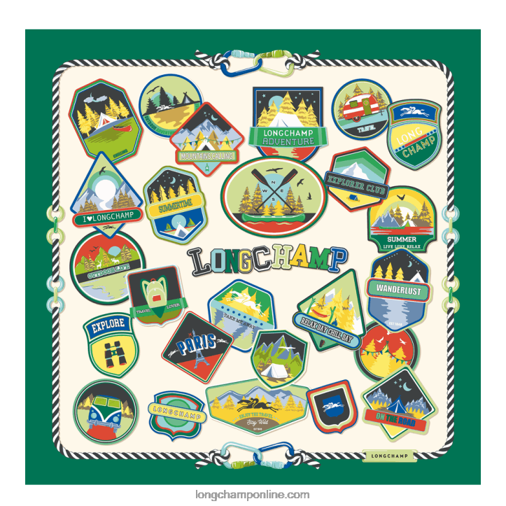 Grass/Green Light F8FL1058 Spring/Summer 2023 Collection Silk scarf 90 Women Longchamp