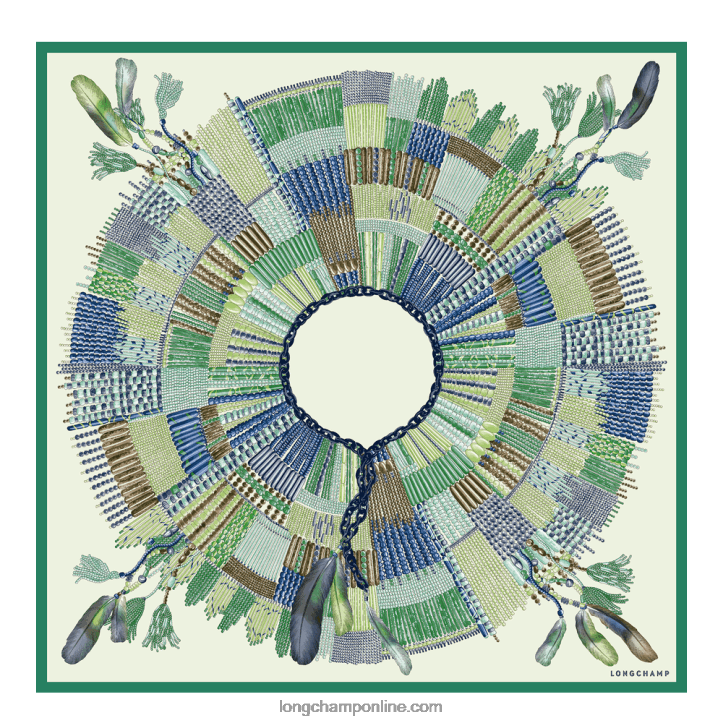 Grass/Green Light F8FL1061 Spring/Summer 2023 Collection Silk scarf 90 Women Longchamp
