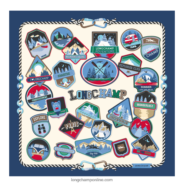 Navy F8FL1056 Spring/Summer 2023 Collection Silk scarf 90 Women Longchamp